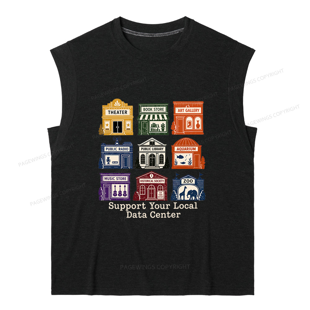 Pagewing Support Your Local Data Center 16102 Bookish Women's Heather Tank Top