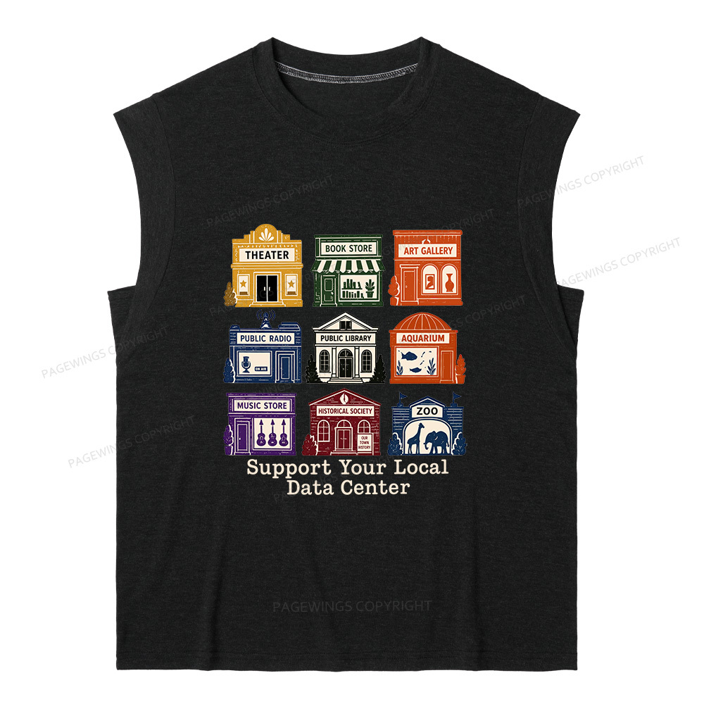 Pagewing Support Your Local Data Center 16102 Bookish Women's Heather Tank Top
