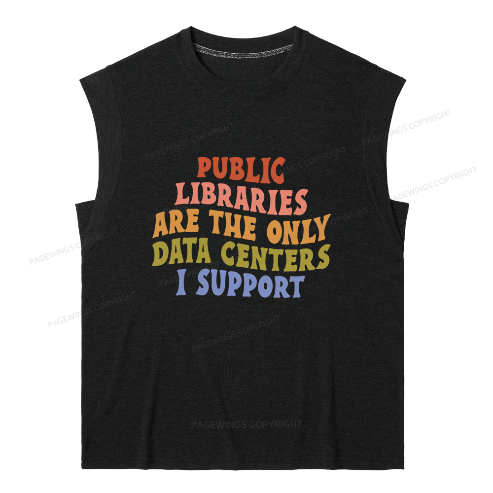 Pagewings Public Libraries Are The Only Data Centers I Support 15898 Bookish Women's Heather Tank Top