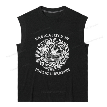 Pagewings Radicalized By Public Libraries 15729 Bookish Women's Heather Tank Top
