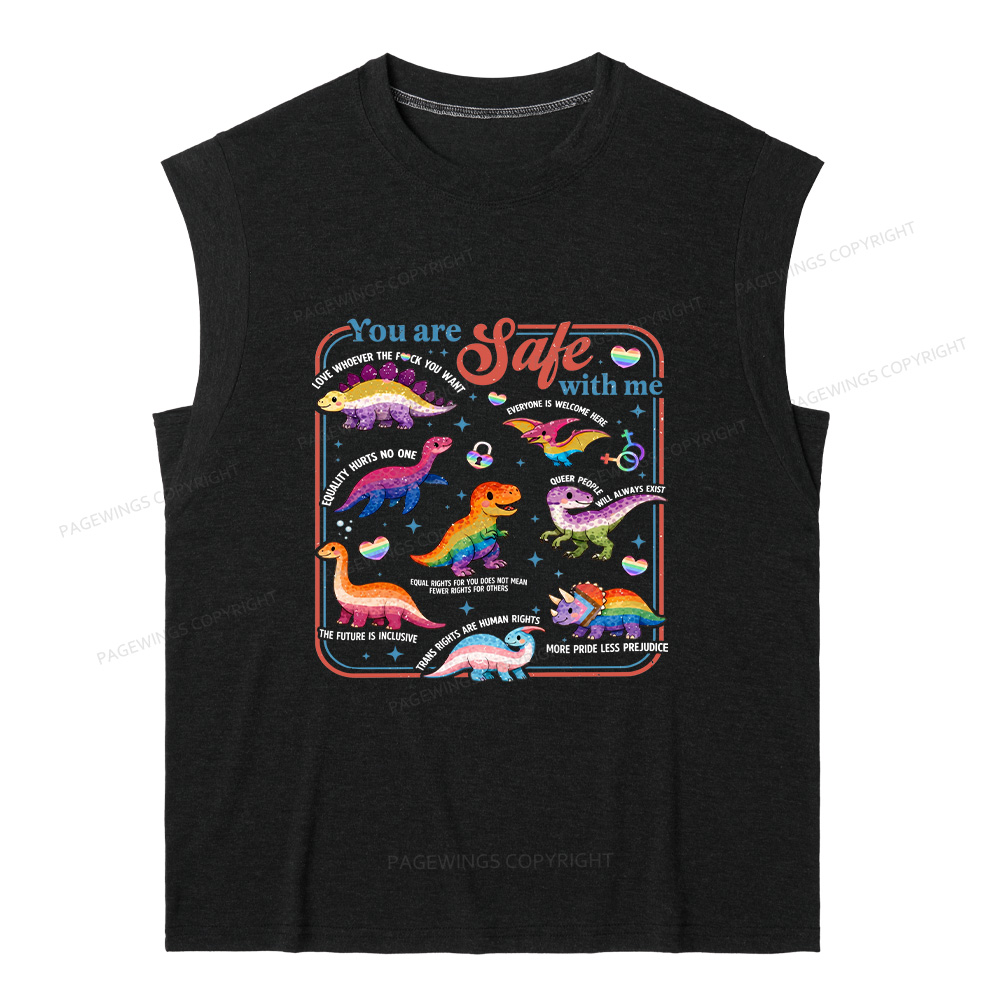 Pagewings You Are Safe With Me 15899 Bookish Women's Heather Tank Top