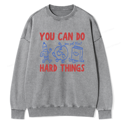 Pagewings You Can Do Hard Things Unisex Washed Sweatshirt