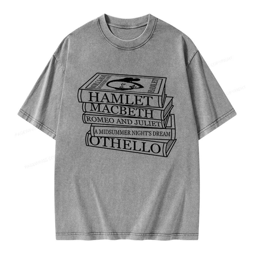 Pagewings Shakespeare Best Books Unisex Washed T-shirt