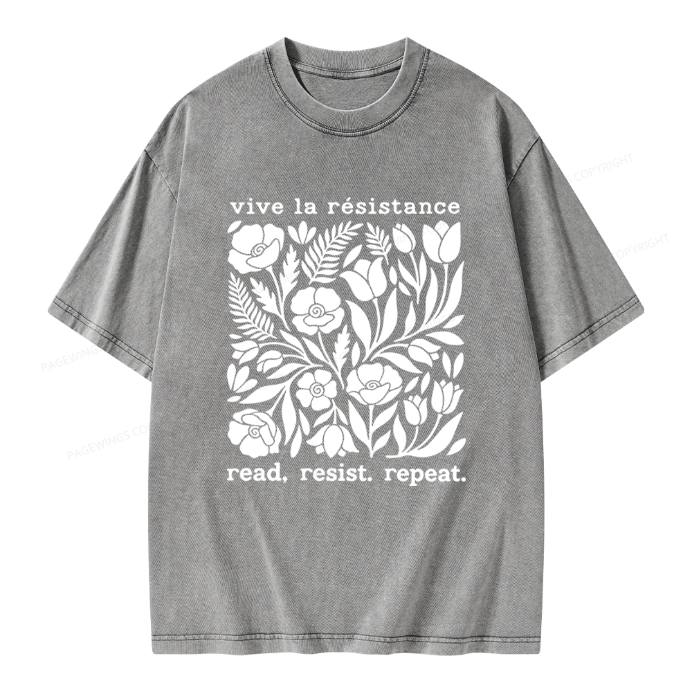 Pagewings Read Resist Repeat Unisex Washed T-shirt