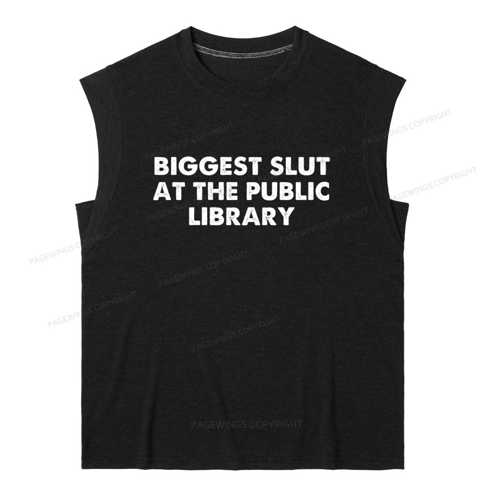 Pagewings Biggest Slut At The Public Library 13016 Bookish Women's Heather Tank Top