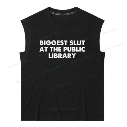 Pagewings Biggest Slut At The Public Library 13016 Bookish Women's Heather Tank Top