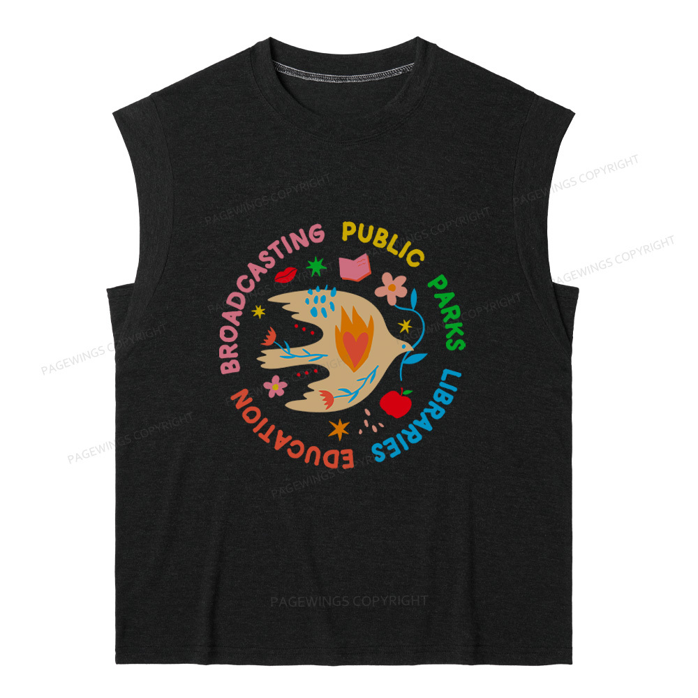 Pagewings Public Parks Libraries Education Broadcasting 12611 Bookish Women's Heather Tank Top