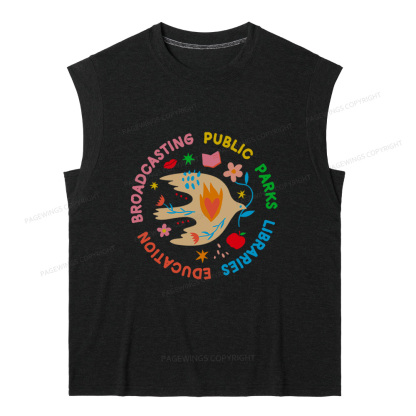 Pagewings Public Parks Libraries Education Broadcasting 12611 Bookish Women's Heather Tank Top