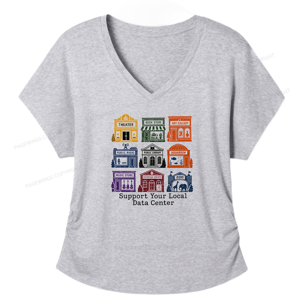 Pagewings Support Your Local Data Center Soft Women's Modal V-neck T-shirt  