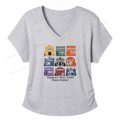 Pagewings Support Your Local Data Center Soft Women's Modal V-neck T-shirt  