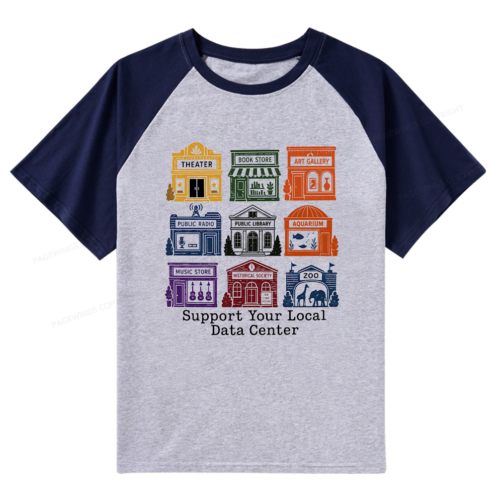 Pagewings Support Your Local Data Center Bookish Raglan T-shirt