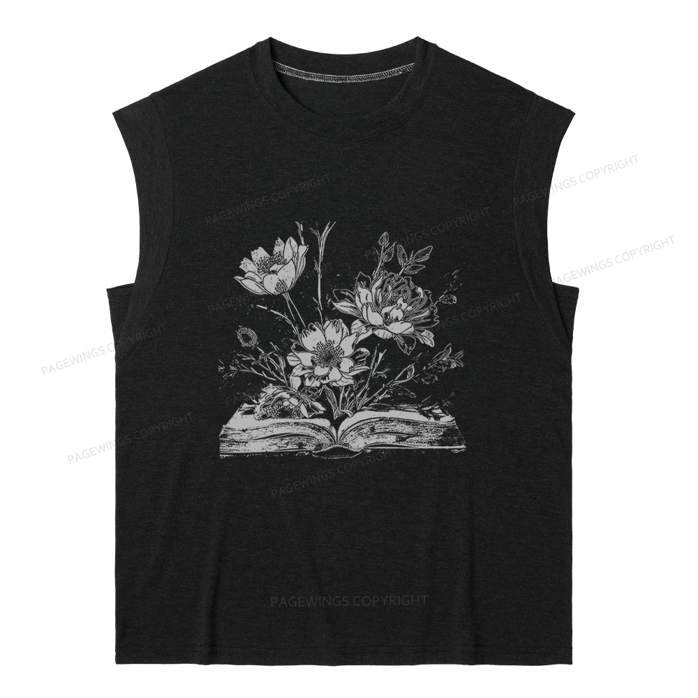 Pagewings Book and Flowers 16324 Bookish Women's Heather Tank Top