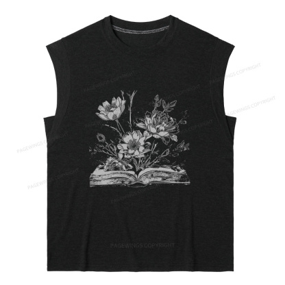Pagewings Book and Flowers 16324 Bookish Women's Heather Tank Top