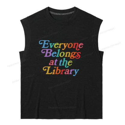 Pagewings Everyone belongs at the library 11357 Bookish Women's Heather Tank Top