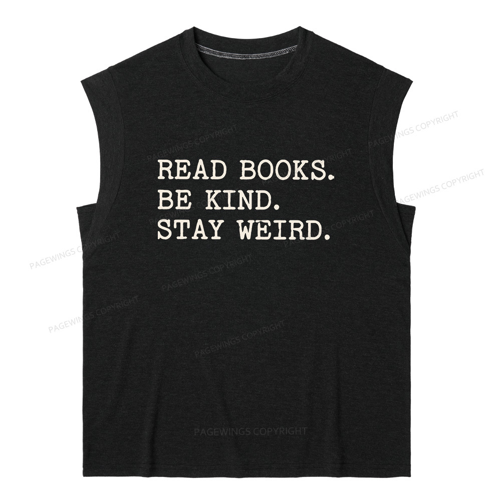 Pagewings Read Books Be Kind Stay Weird 16409 Bookish Women's Heather Tank Top