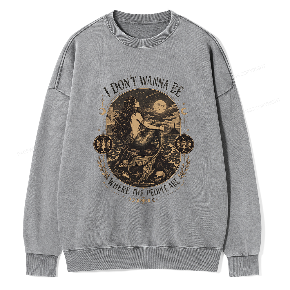 Pagewings I Don't Wanna Be Where The People Are16377 Read Unisex Washed Sweatshirt