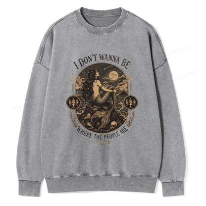 Pagewings I Don't Wanna Be Where The People Are16377 Read Unisex Washed Sweatshirt