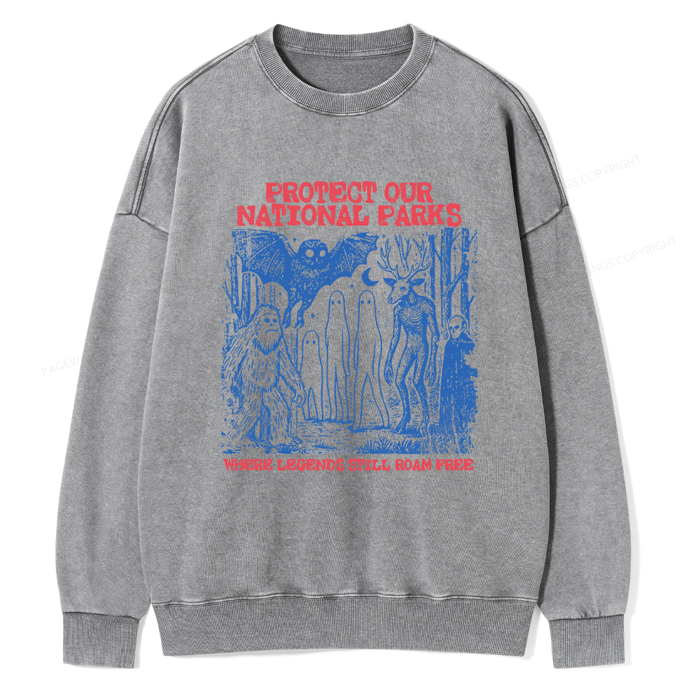 Pagewings Protect Our Parks16403 Read Unisex Washed Sweatshirt