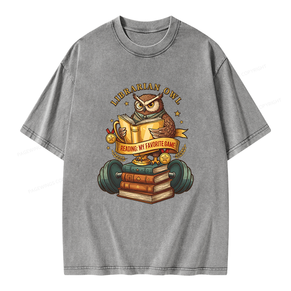 Pagewings Librarian Owl Unisex Washed T-shirt