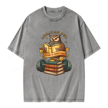 Pagewings Librarian Owl Unisex Washed T-shirt