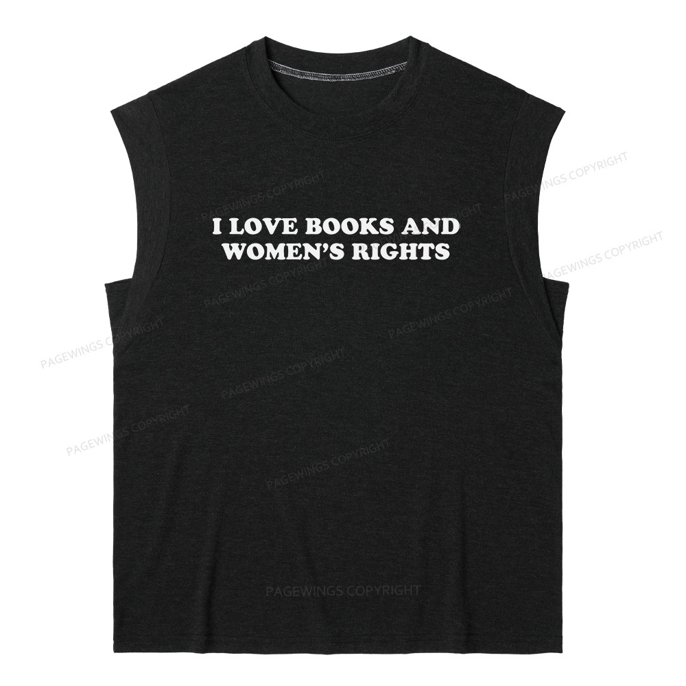Pagewings I Love Books And Women's Rights14200 Bookish Women's Heather Tank Top