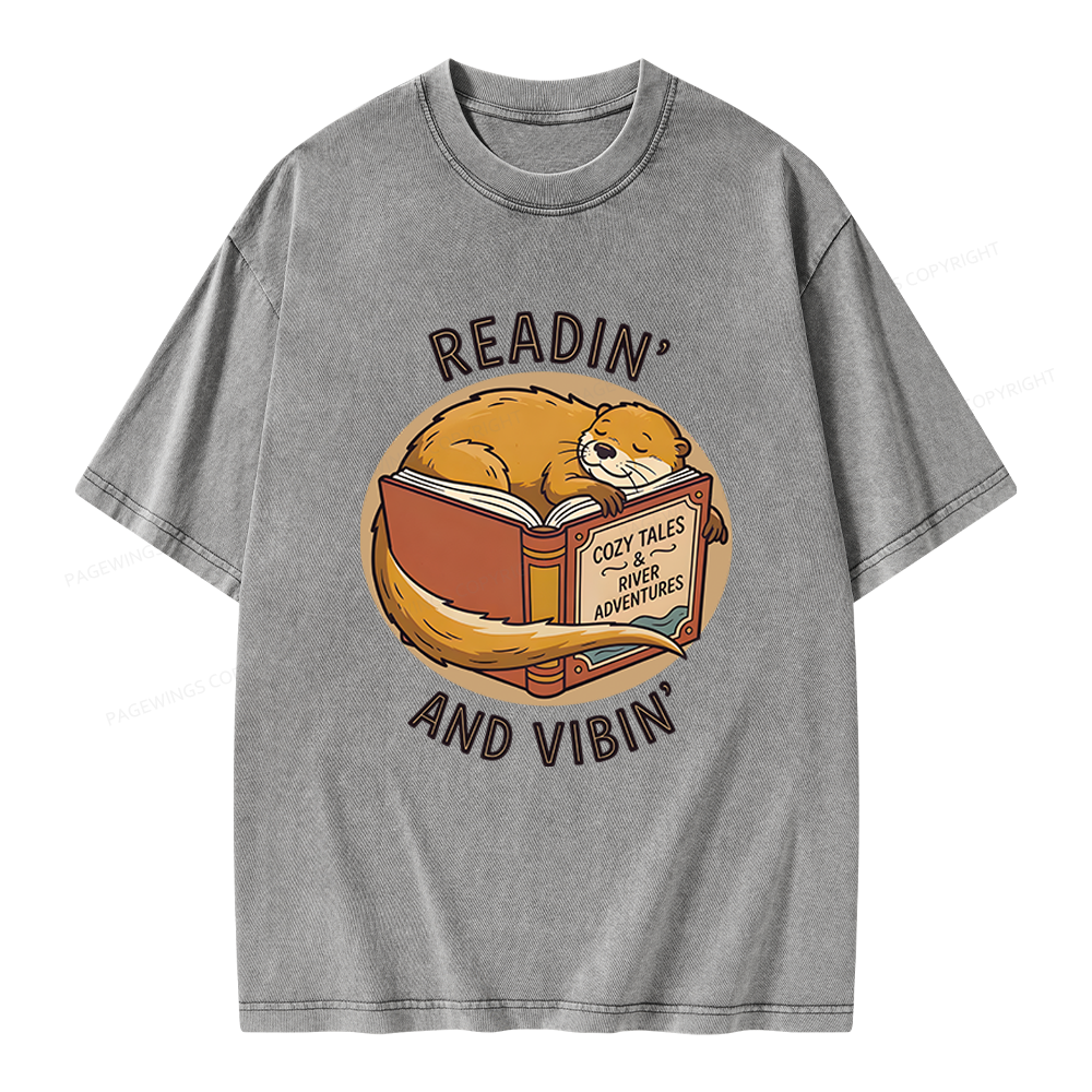 Pagewings Readin' And Vibin' Unisex Washed T-shirt