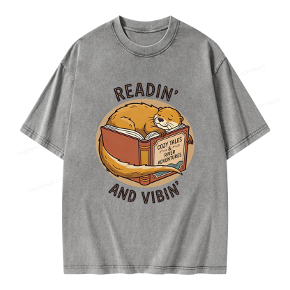 Pagewings Readin' And Vibin' Unisex Washed T-shirt