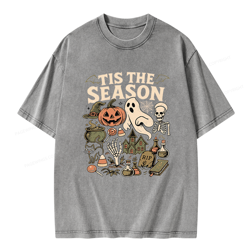 Pagewings Vintage Halloween Unisex Washed T-shirt