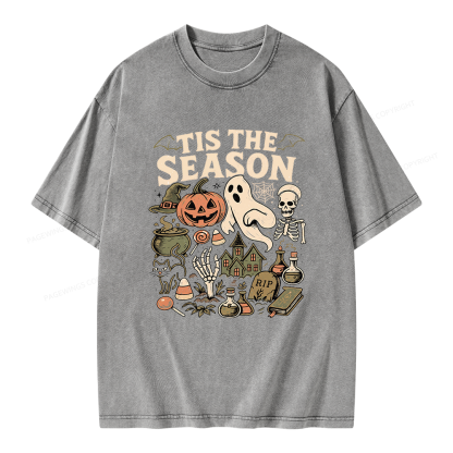 Pagewings Vintage Halloween Unisex Washed T-shirt