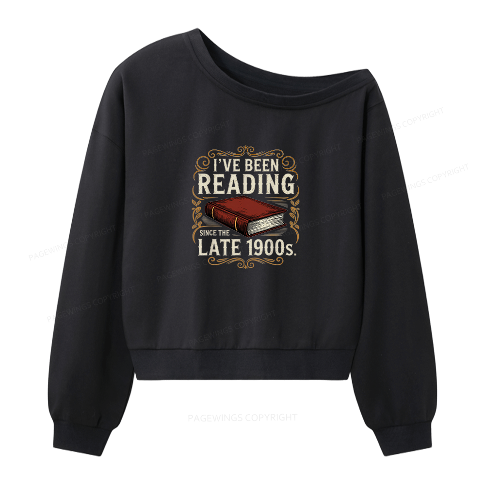 Pagewings Reading Since the Late 1900s 16355 Bookish Women Off Shoulder Sweatshirt