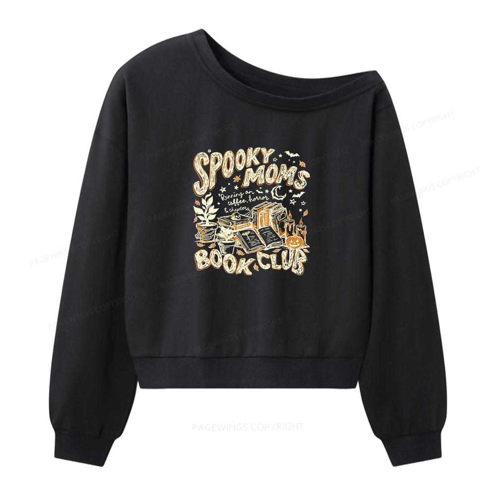 Pagewings Spooky Moms Book Club 16408 Bookish Women Off Shoulder Sweatshirt