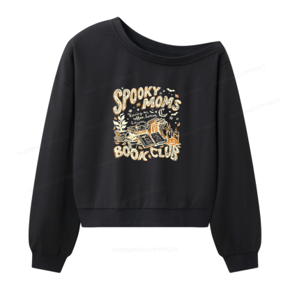 Pagewings Spooky Moms Book Club 16408 Bookish Women Off Shoulder Sweatshirt