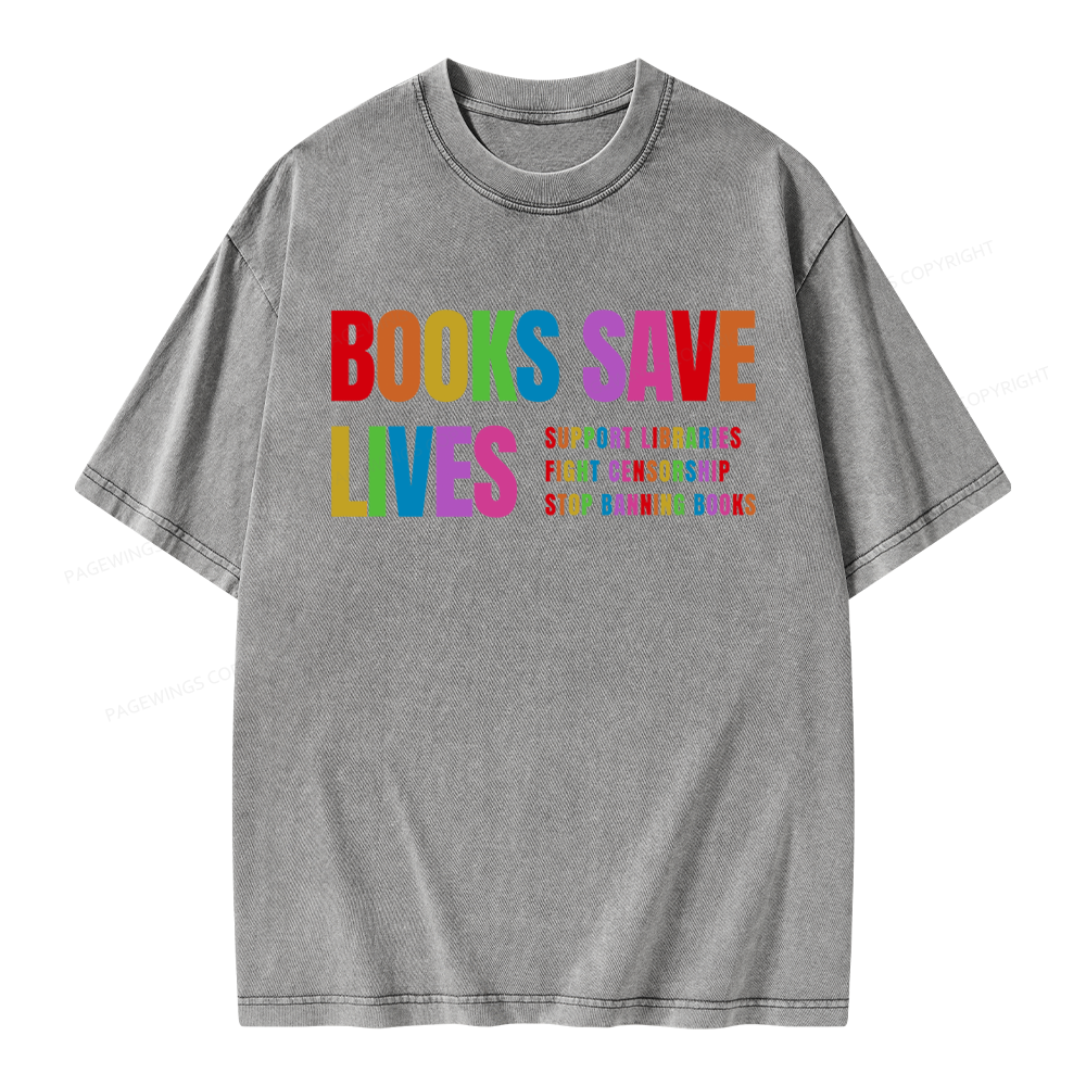 Pagewings Books Save Lives Unisex Washed T-shirt