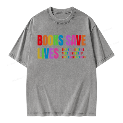Pagewings Books Save Lives Unisex Washed T-shirt