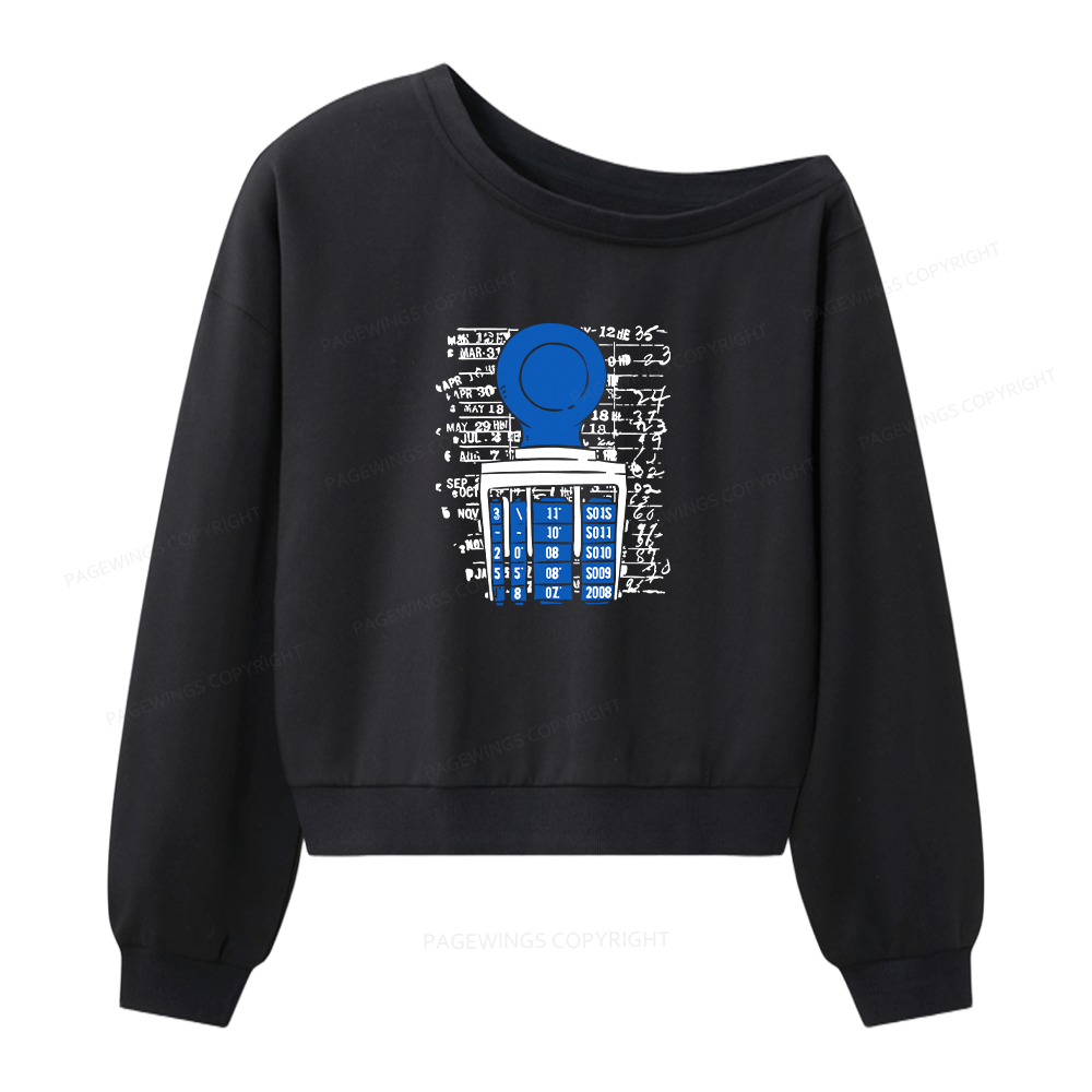 Pagewings Books Library Stamp 16436 Bookish Women Off Shoulder Sweatshirt