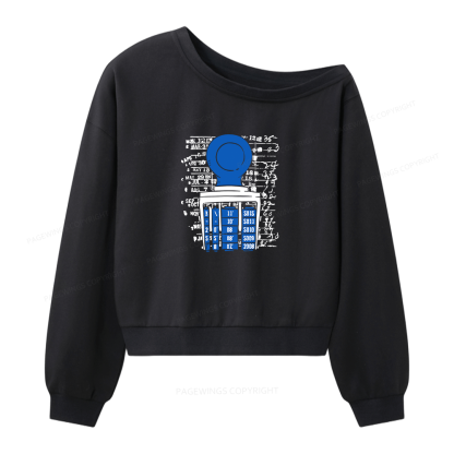Pagewings Books Library Stamp 16436 Bookish Women Off Shoulder Sweatshirt