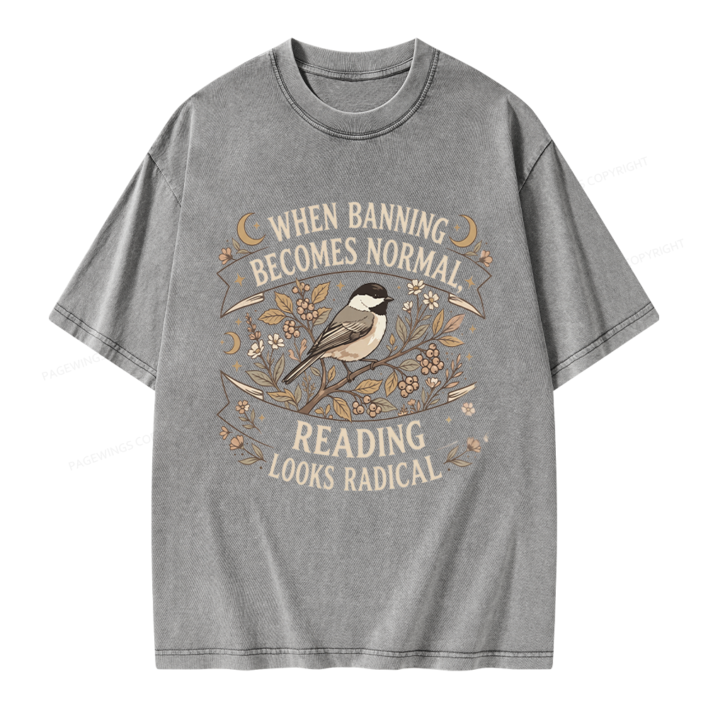 Pagewings Reading Looks Radical Unisex Washed T-shirt