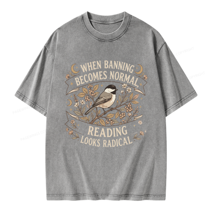 Pagewings Reading Looks Radical Unisex Washed T-shirt