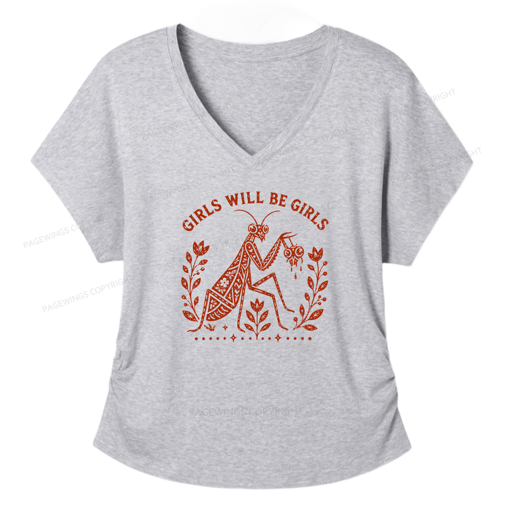 Pagewing Girls Will Be Girls16300 Soft Women's Modal V-neck T-shirt