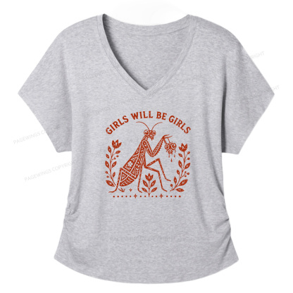Pagewing Girls Will Be Girls16300 Soft Women's Modal V-neck T-shirt