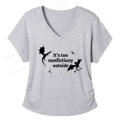 Pagewings It’s Too Nonfictiony Outside13383 Soft Women's Modal V-neck T-shirt