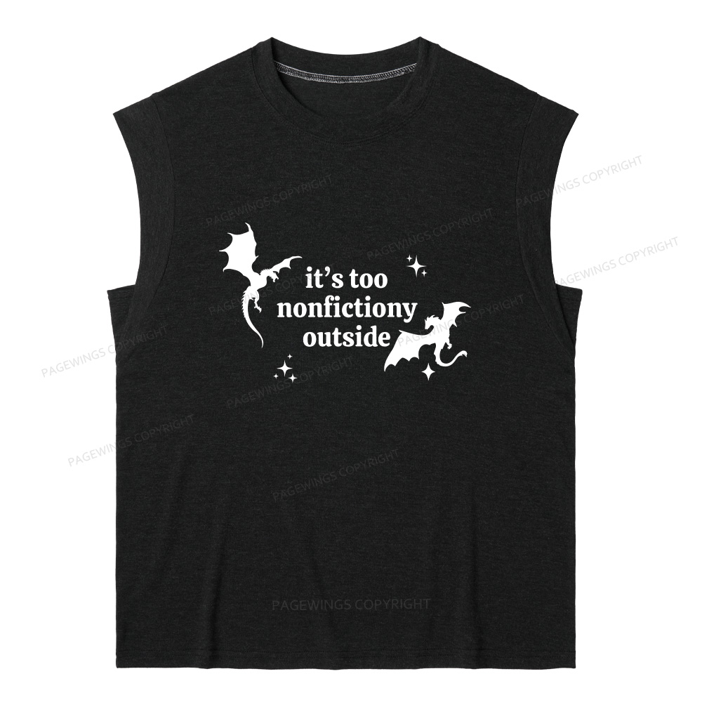 Pagewings It’s Too Nonfictiony Outside13383 Bookish Women's Heather Tank Top