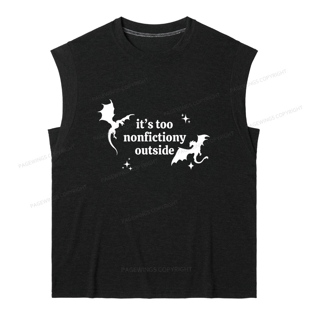 Pagewings It’s Too Nonfictiony Outside13383 Bookish Women's Heather Tank Top
