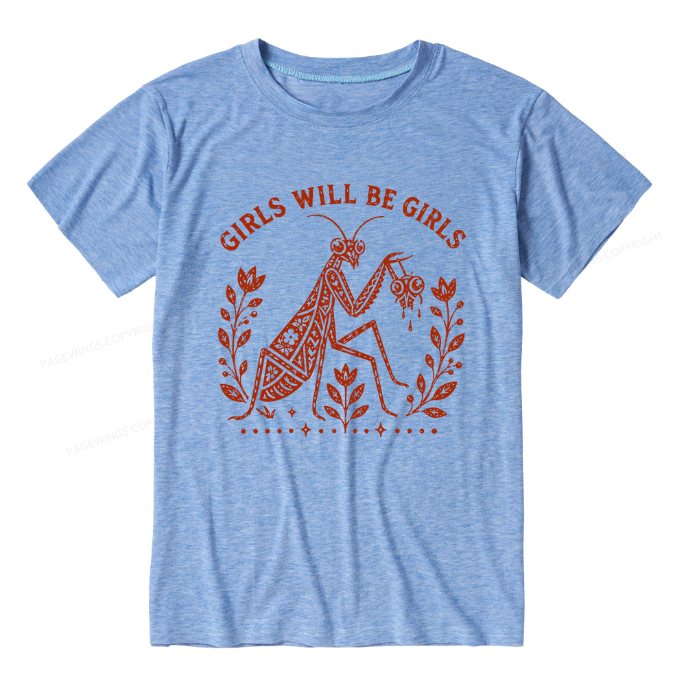 Pagewing Girls Will Be Girls16300 Bookish Unisex Heather T-Shirt