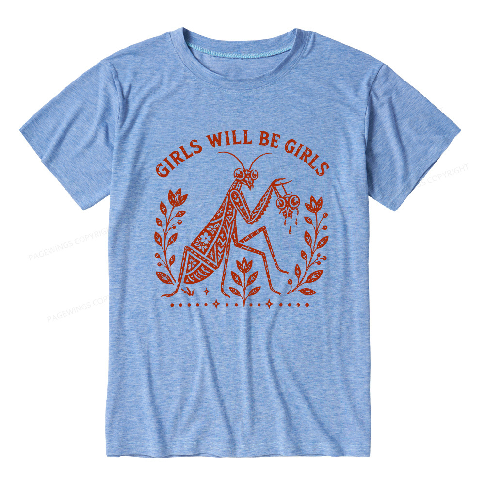 Pagewing Girls Will Be Girls16300 Bookish Unisex Heather T-Shirt