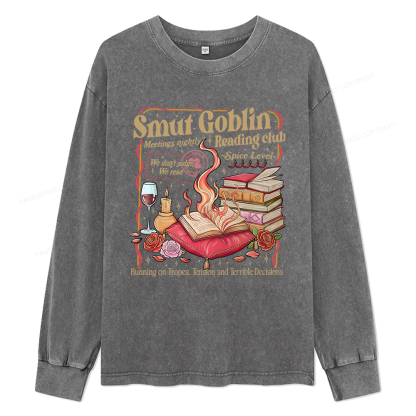 Pagewings Smut Goblin Dark Romance Unisex Washed Long Sleeve T-shirt