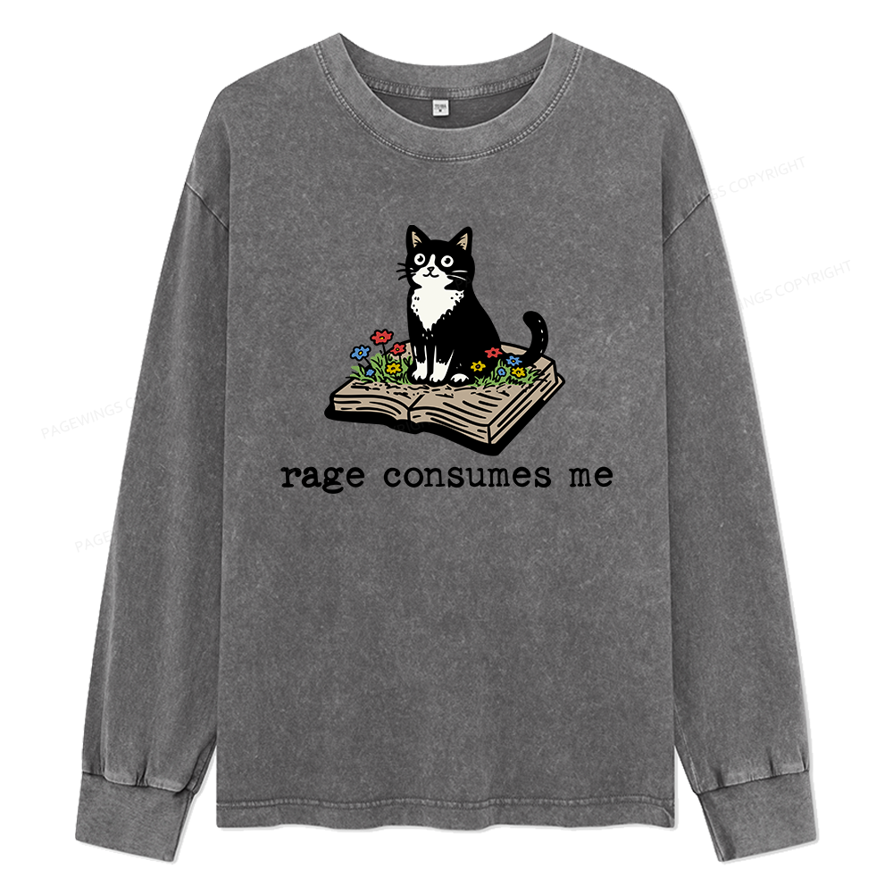 Pagewings Rage Consumes Me Unisex Washed Long Sleeve T-shirt
