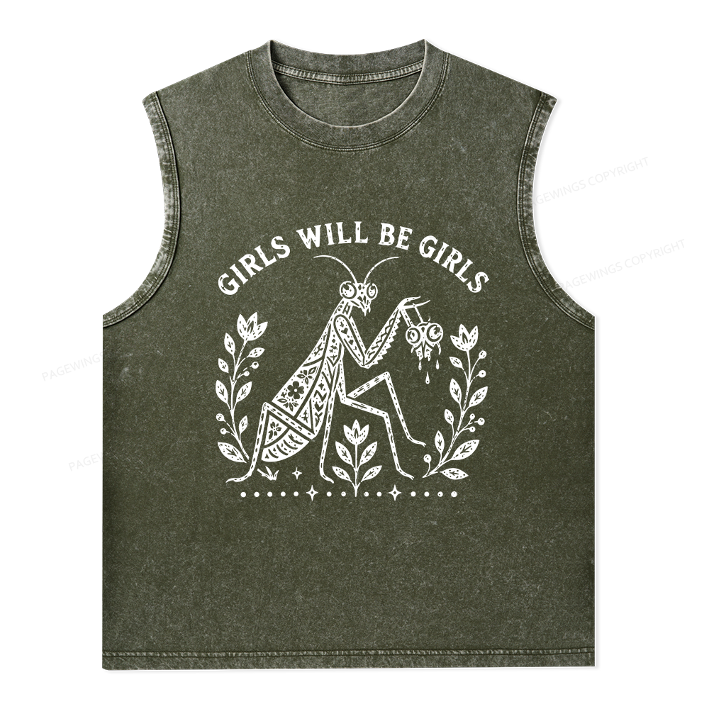 Pagewing Girls Will Be Girls16300 Bookish Unisex Washed Tank Top