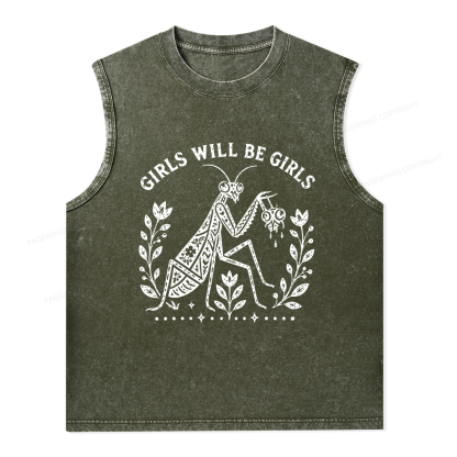 Pagewing Girls Will Be Girls16300 Bookish Unisex Washed Tank Top