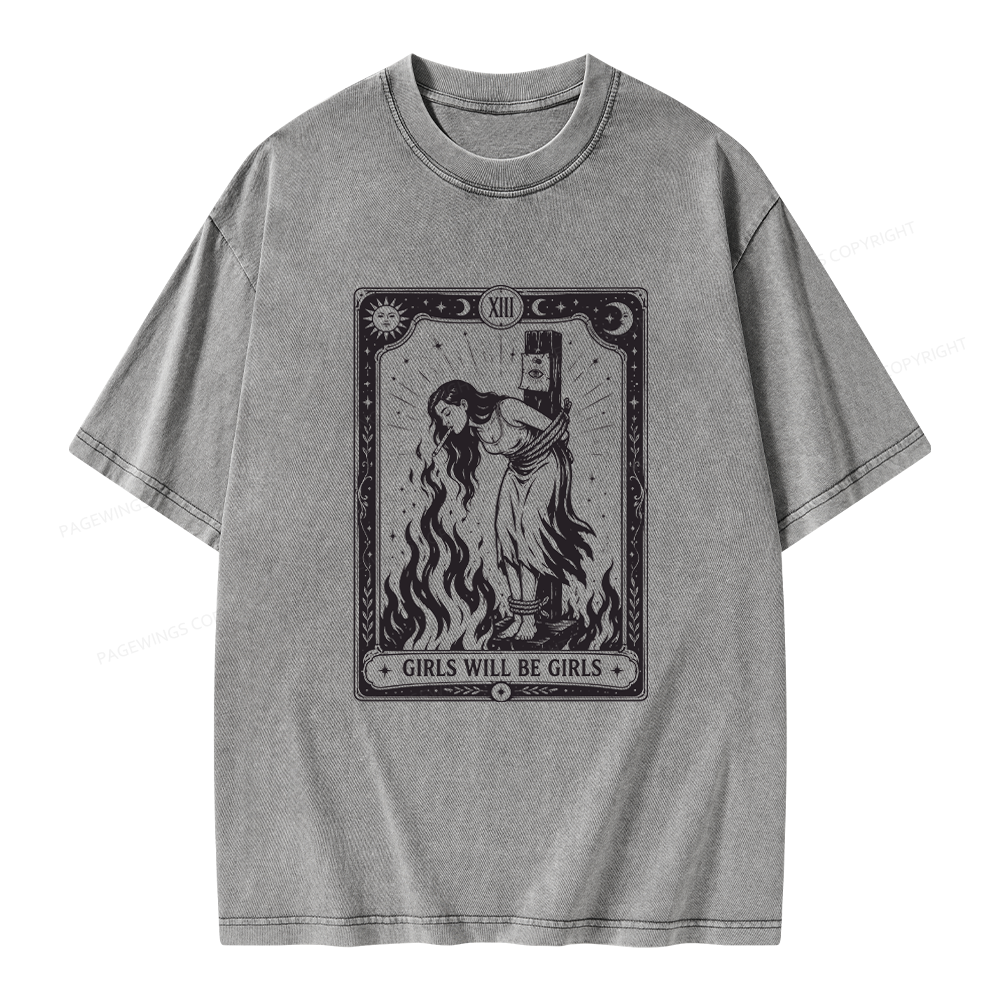Pagewings Girls Will Be Girls Unisex Washed T-shirt